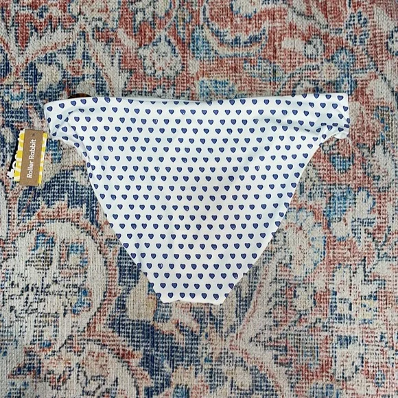 Roller Rabbit Blue Heart Print Ring Side Bikini Bottoms SZ XL NWT - Picture 2 of 2
